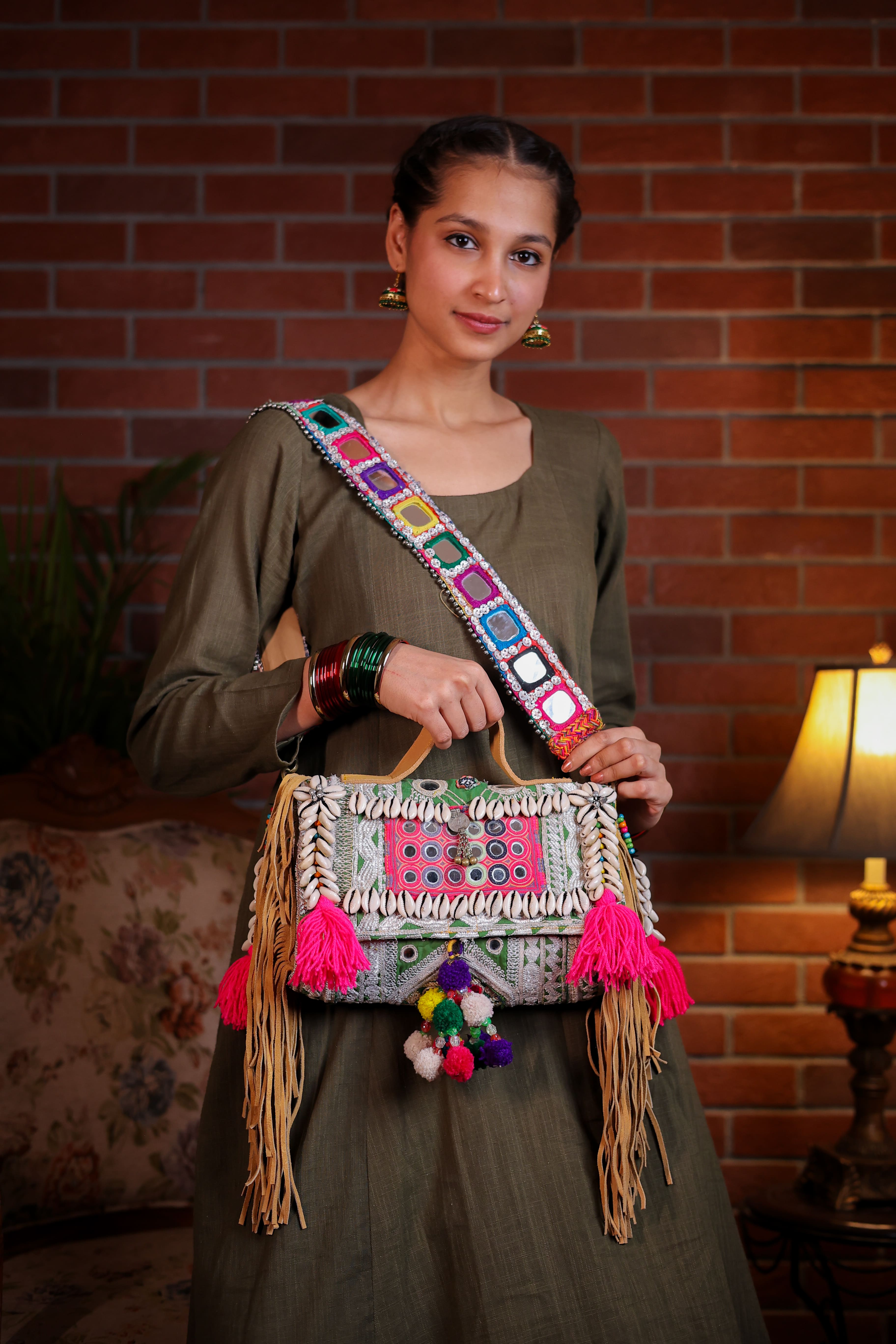 Chandi - Afghan Zari Mirror Strap Bag