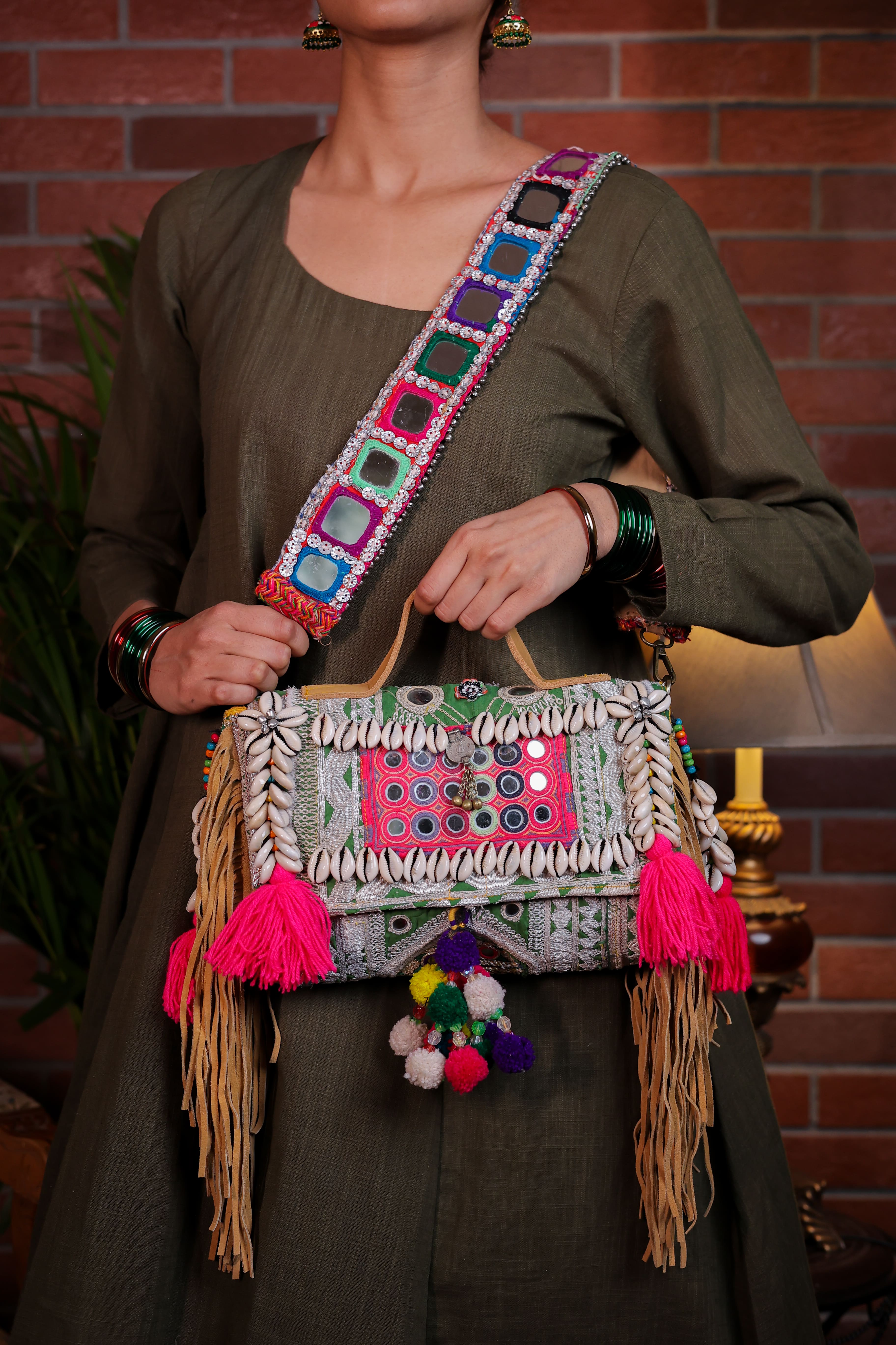Chandi - Afghan Zari Mirror Strap Bag