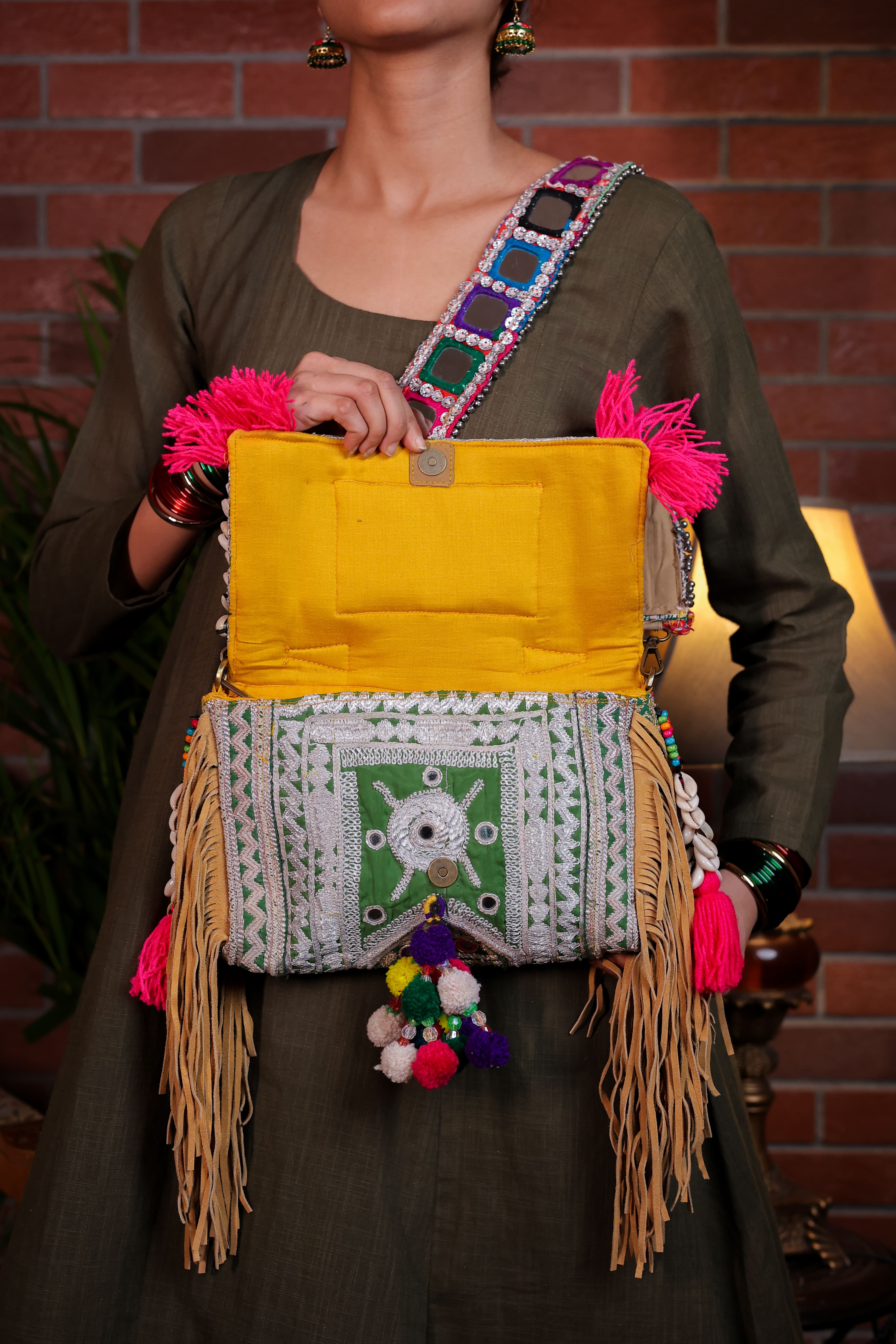 Chandi - Afghan Zari Mirror Strap Bag