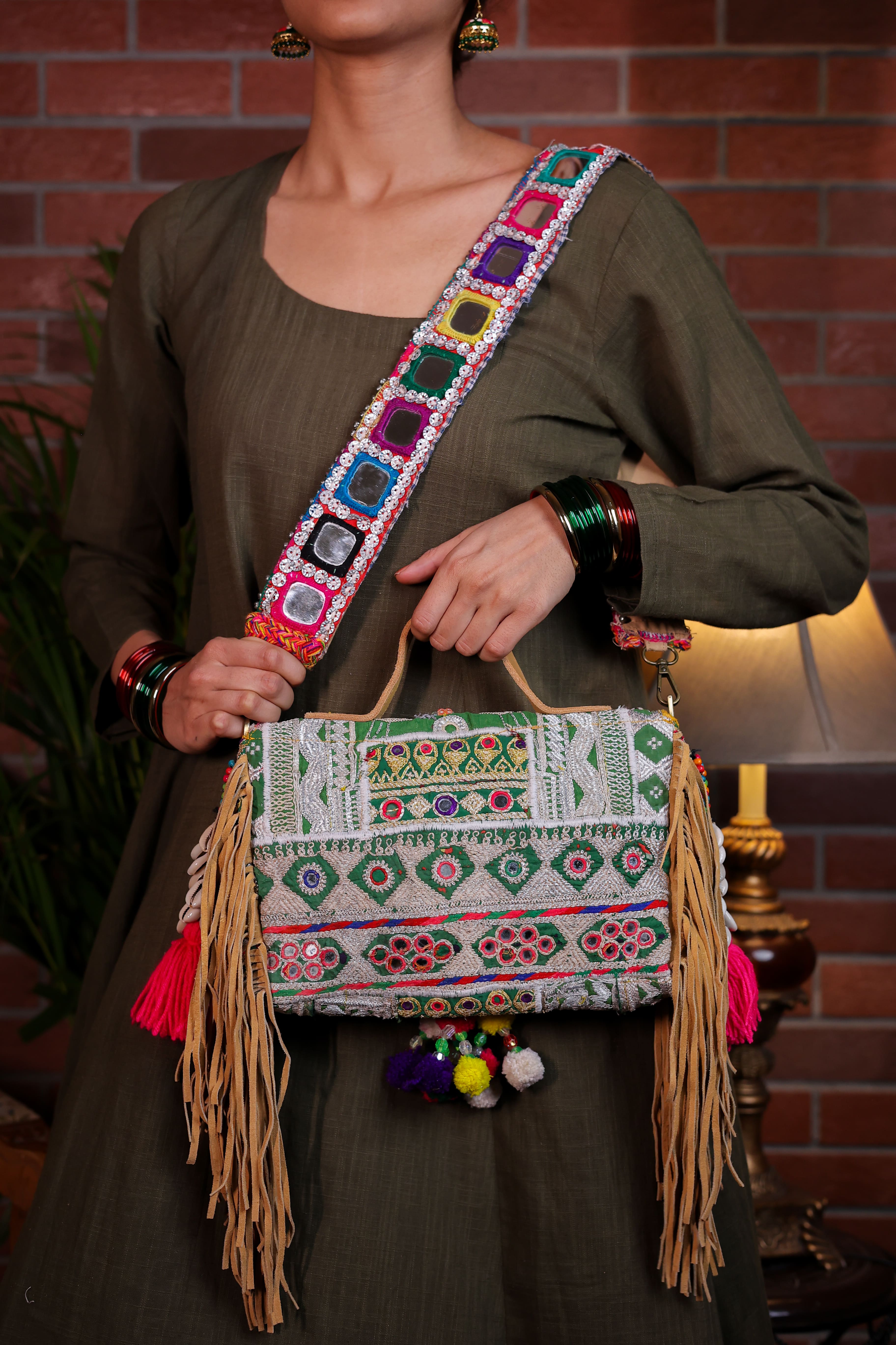 Chandi - Afghan Zari Mirror Strap Bag