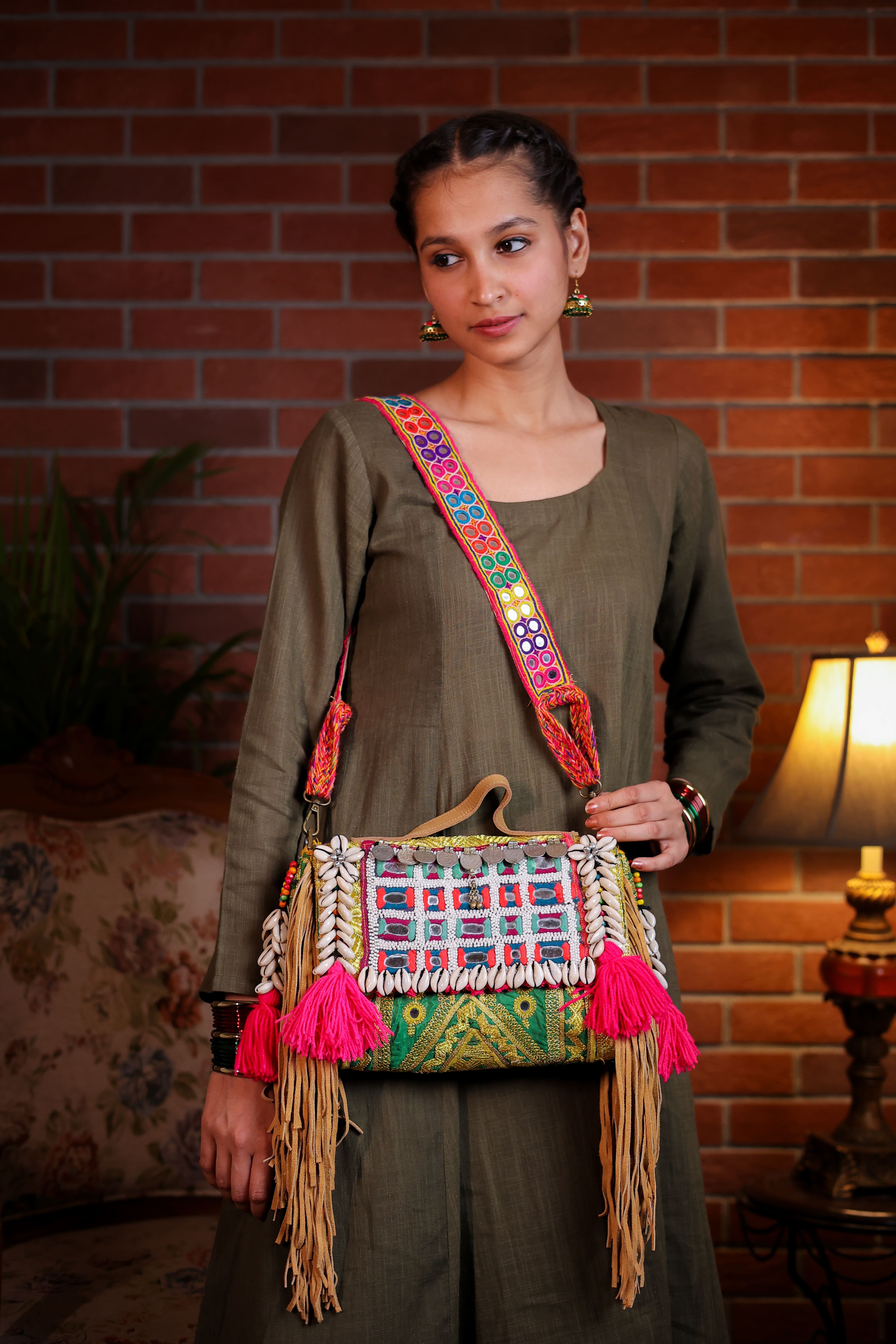 Silsila - Afghan Zari Mirror Strap Bag