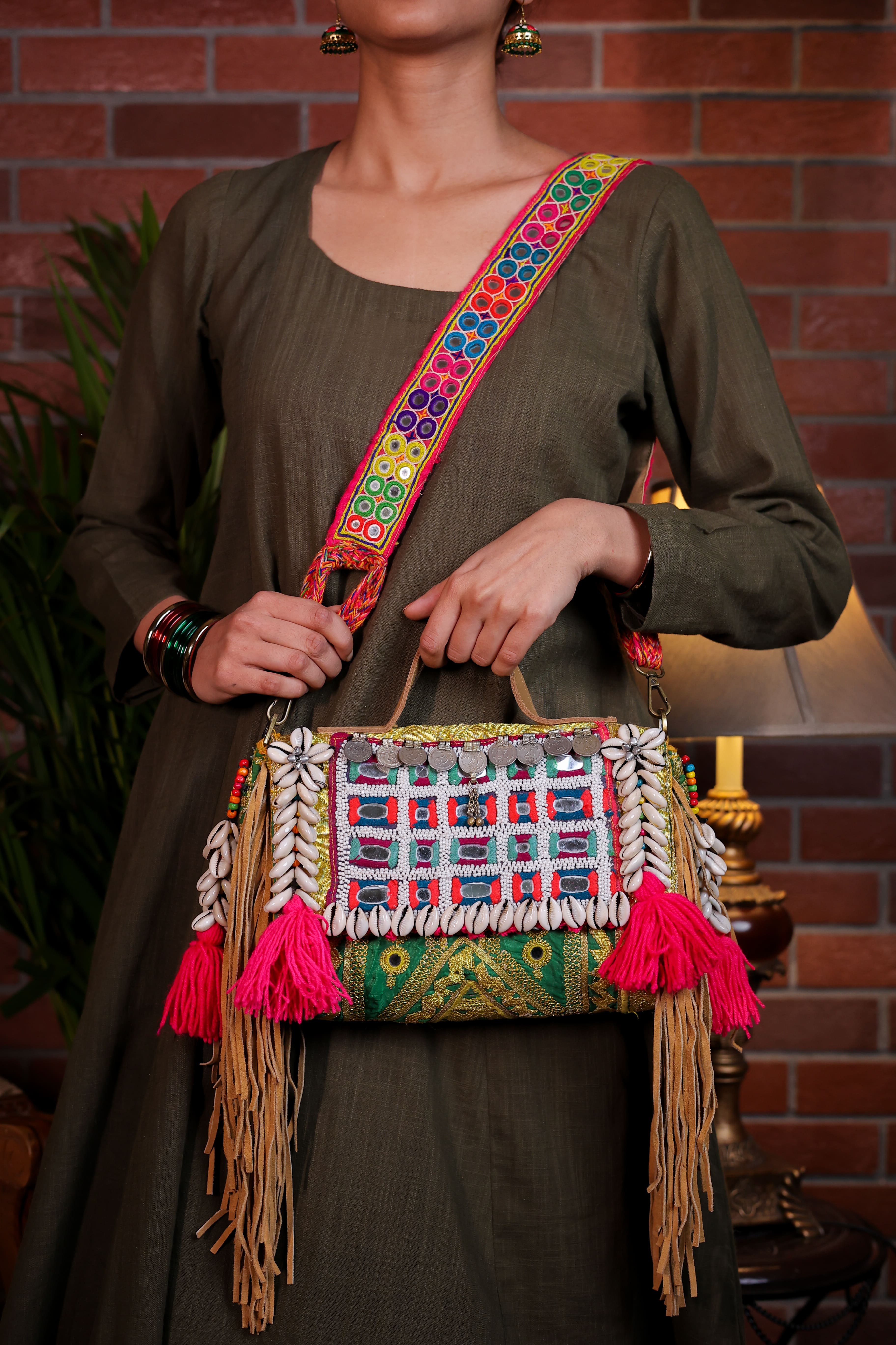 Silsila - Afghan Zari Mirror Strap Bag