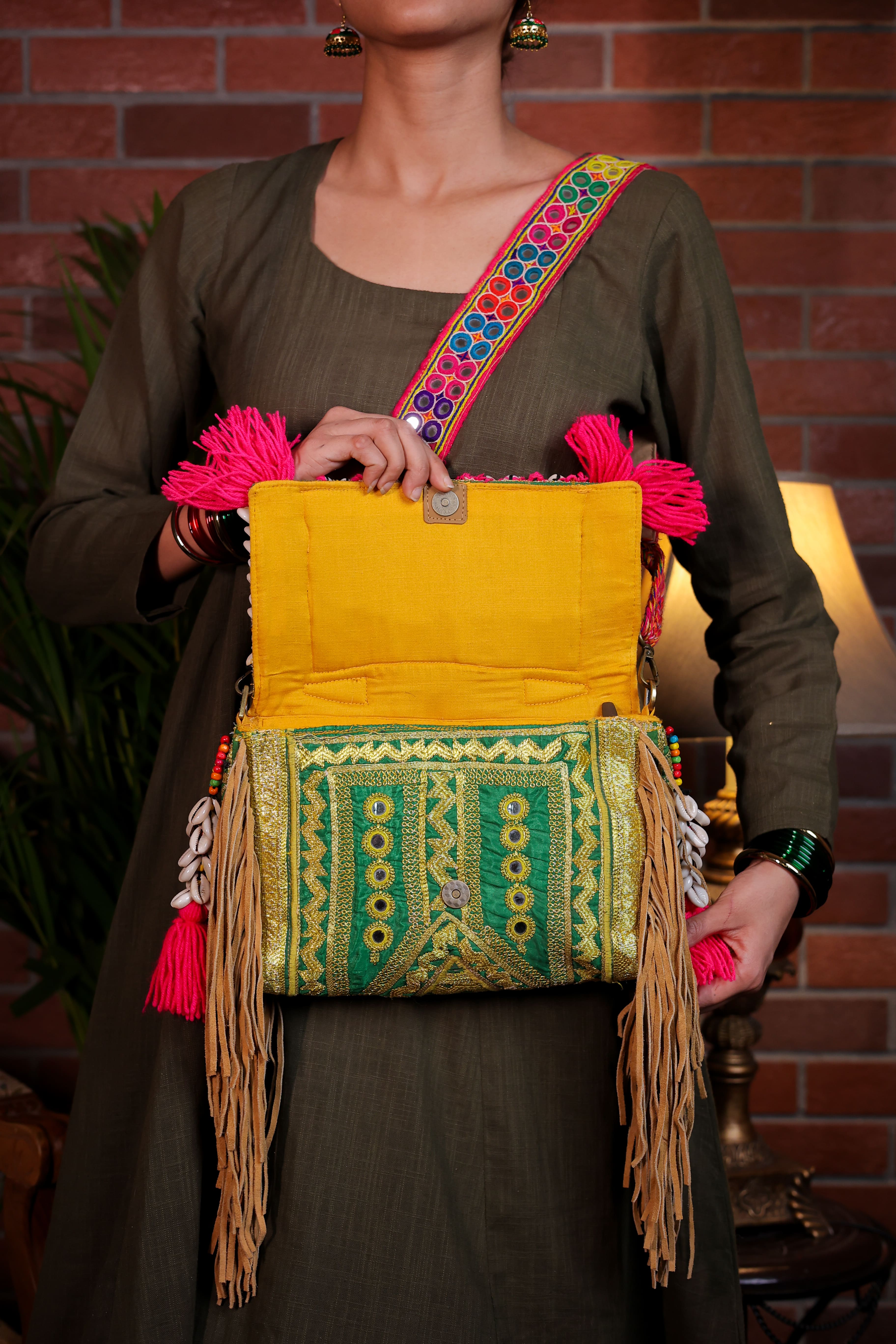 Silsila - Afghan Zari Mirror Strap Bag