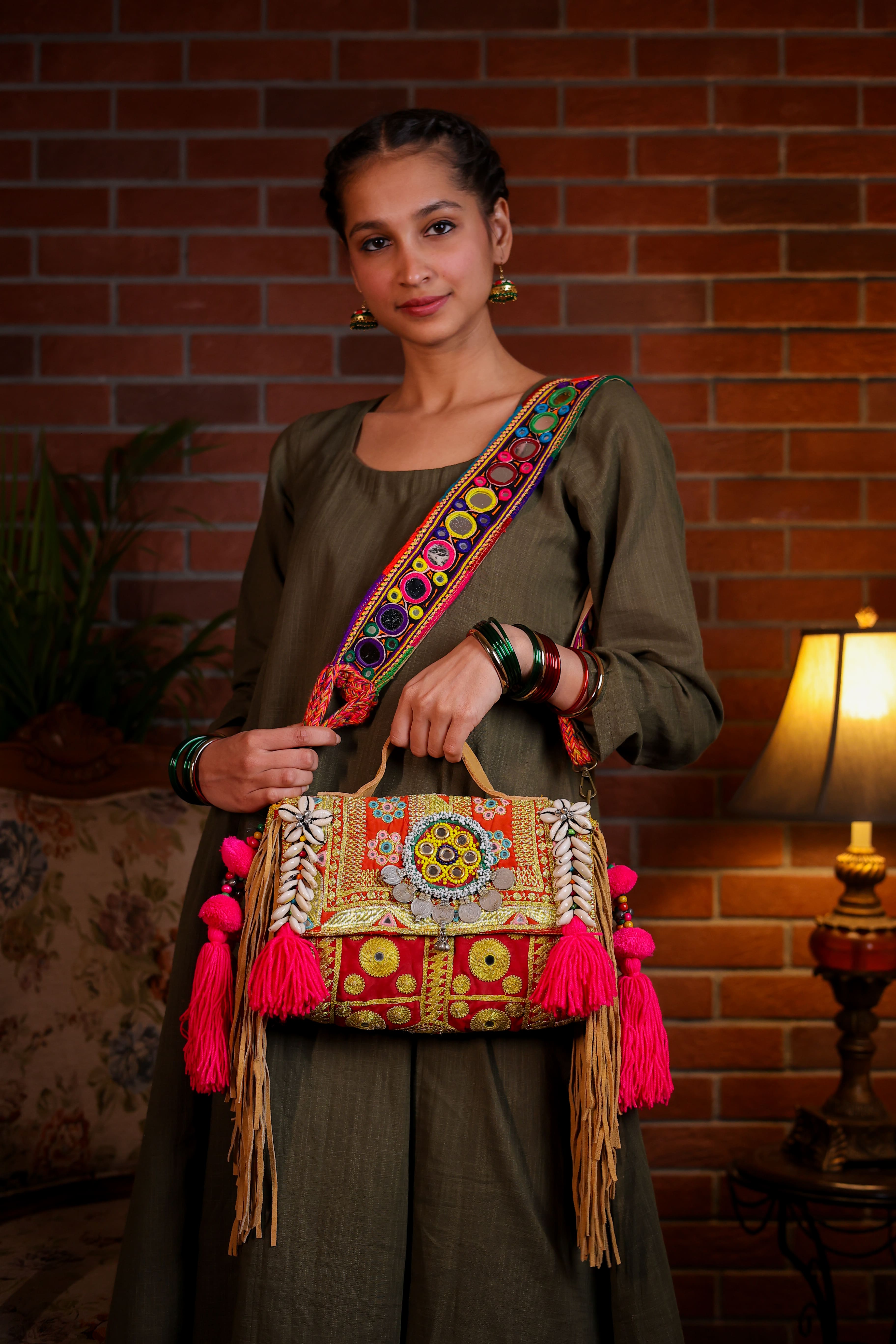 Roohi - Afghan Zari Mirror Strap Bag