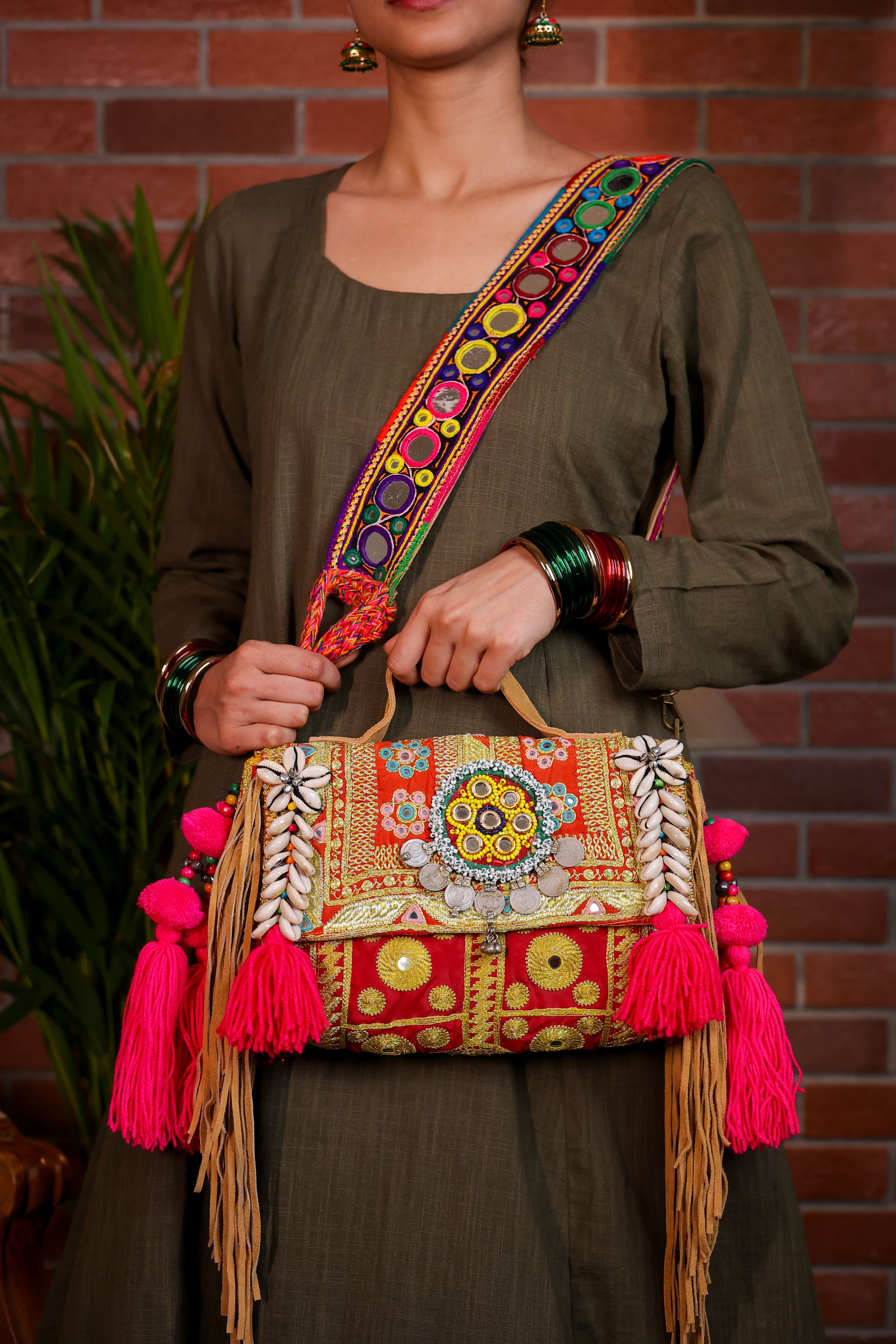 Roohi - Afghan Zari Mirror Strap Bag