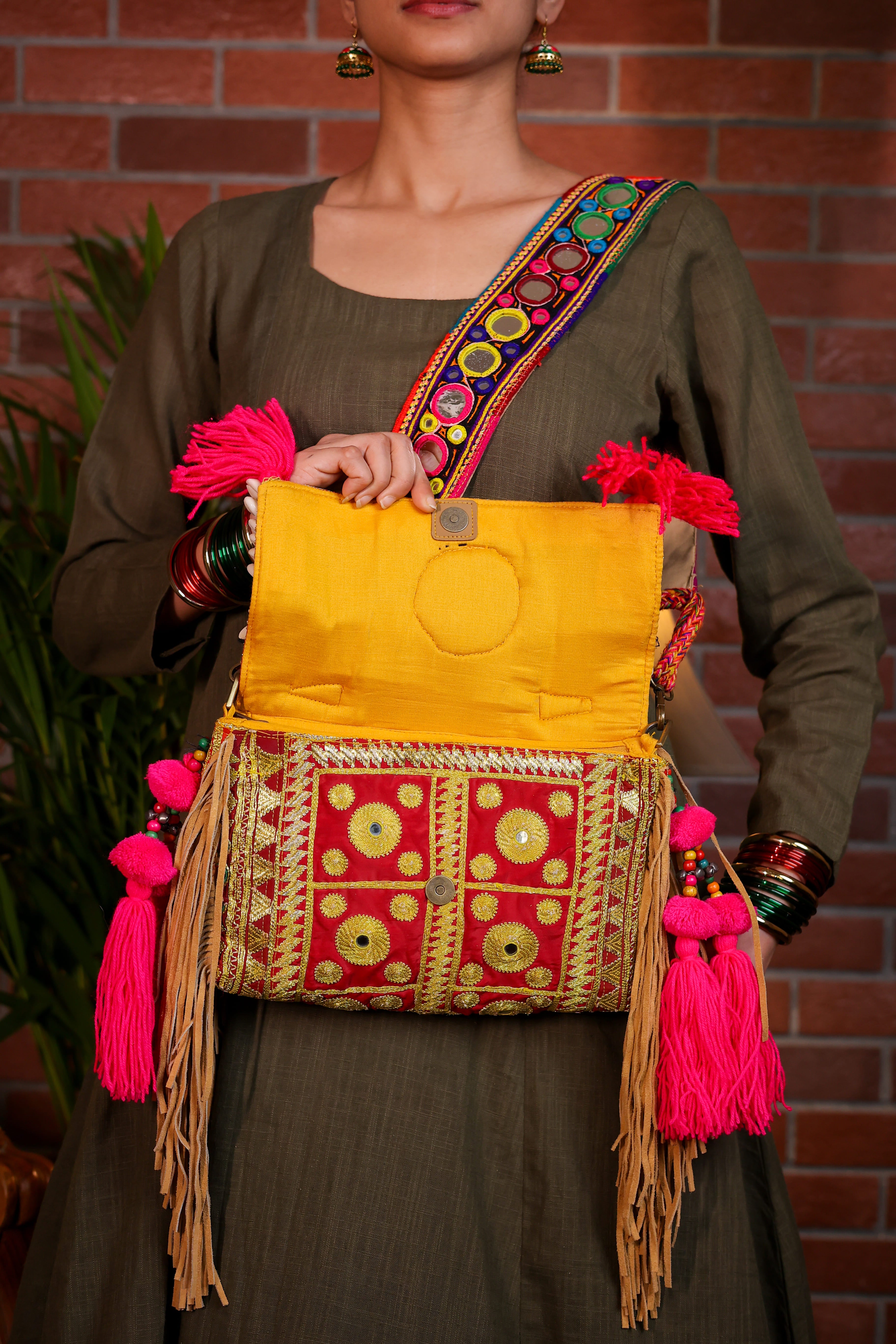 Roohi - Afghan Zari Mirror Strap Bag