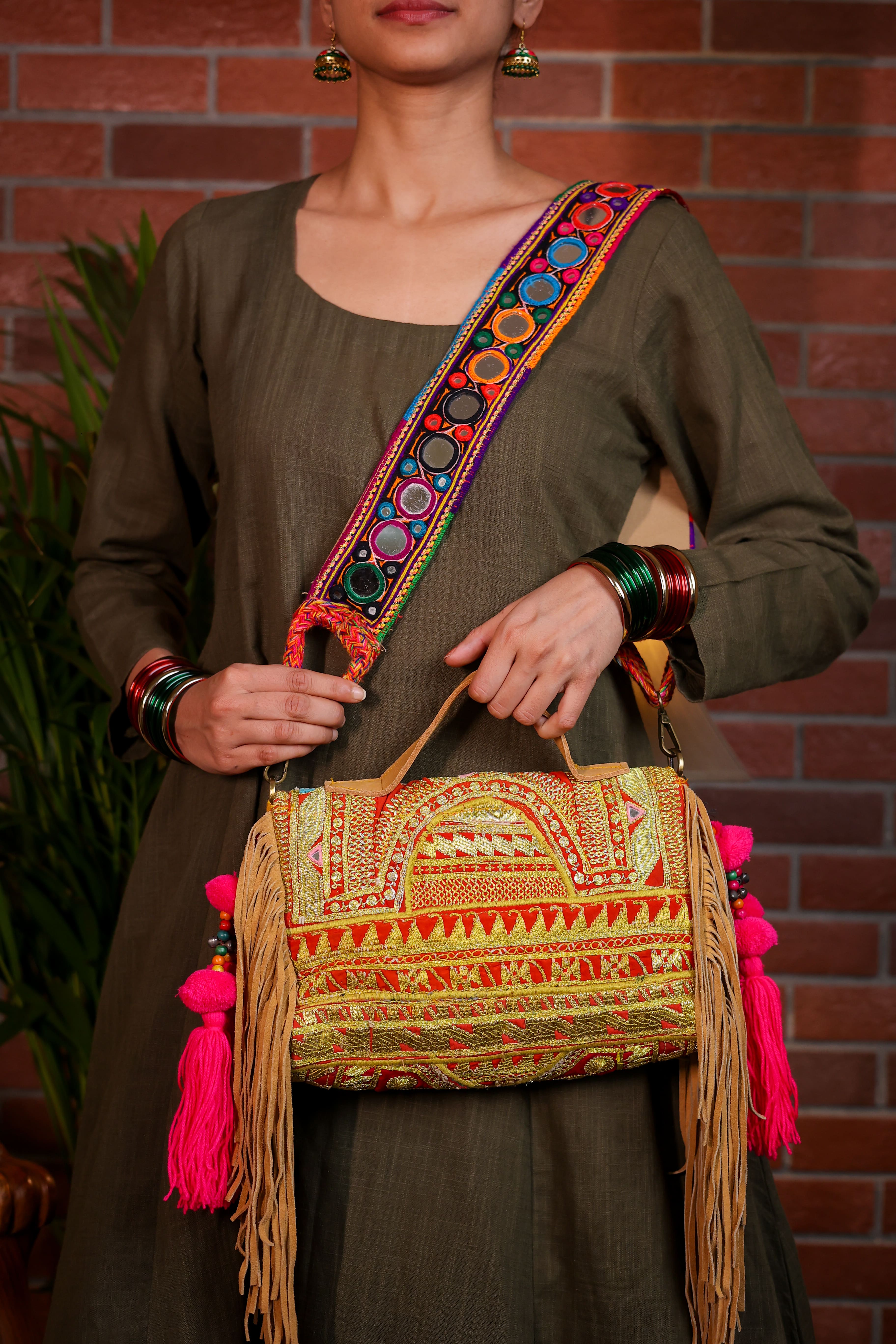 Roohi - Afghan Zari Mirror Strap Bag